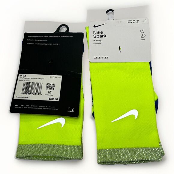 2 Nike Spark Running Ankle Socks Cushioned DRI-FIT Men's 8-9.5 Women's 9.5-11 - Picture 1 of 3